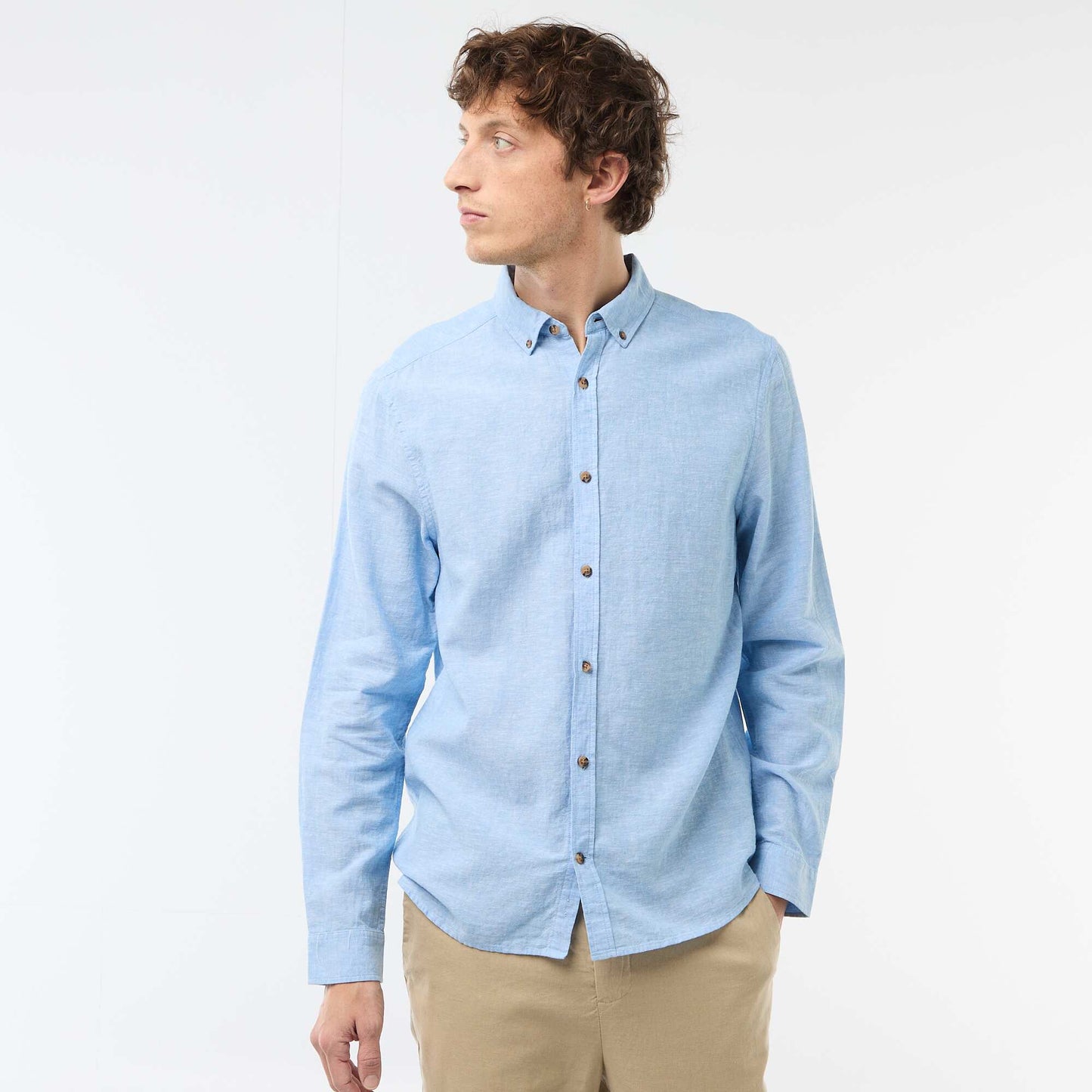 Blended linen shirt WHITE