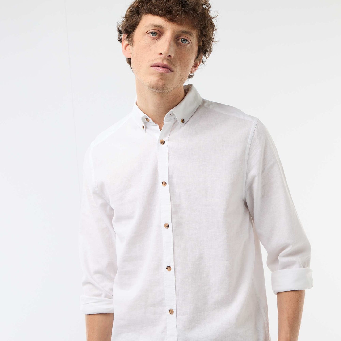 Blended linen shirt WHITE