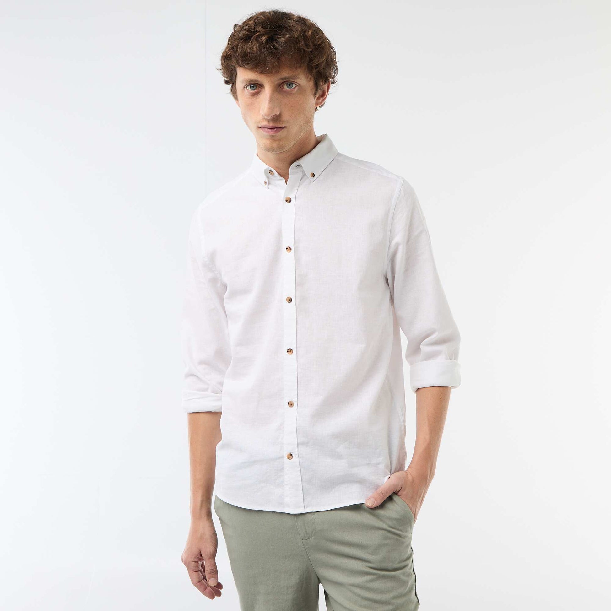 Blended linen shirt WHITE