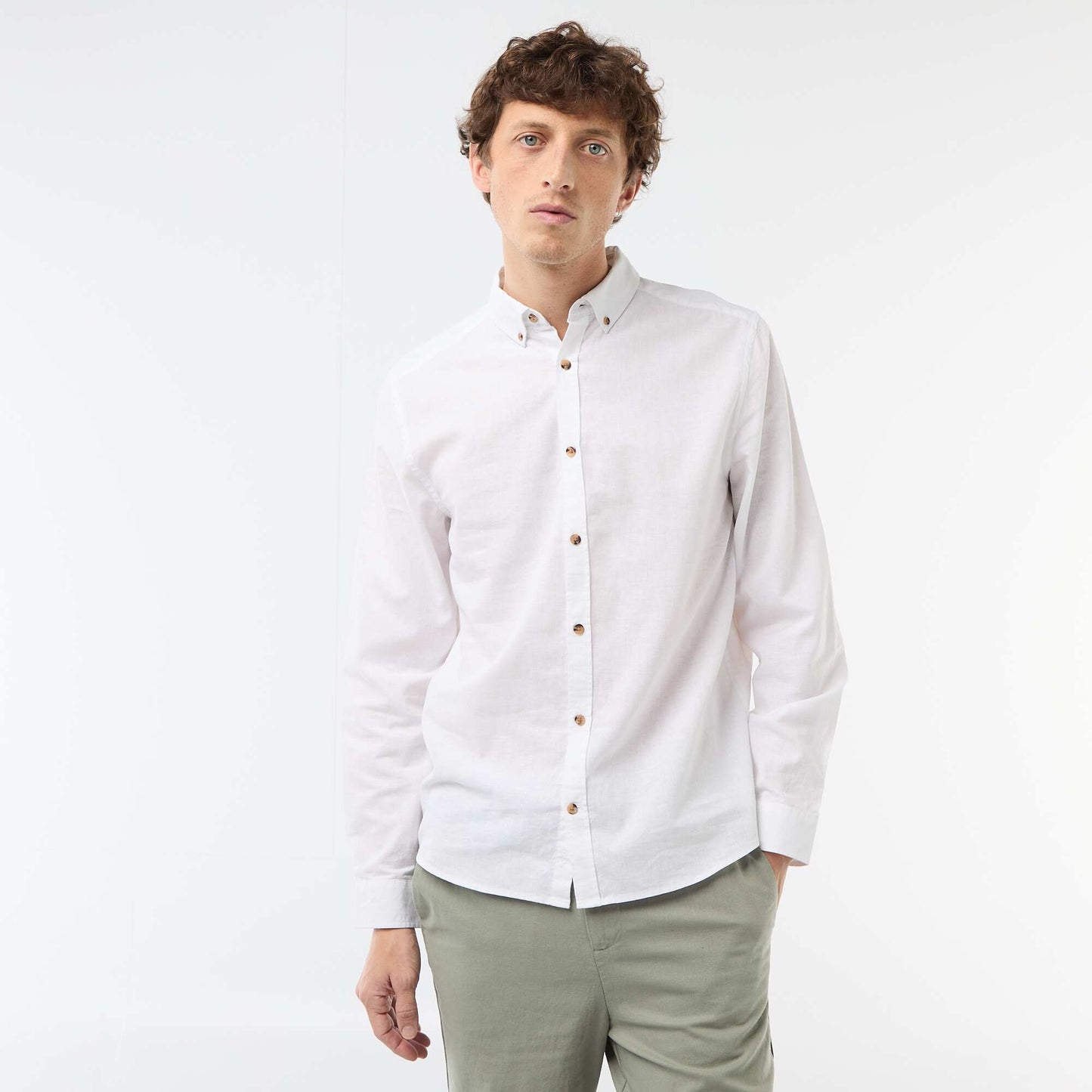 Blended linen shirt WHITE