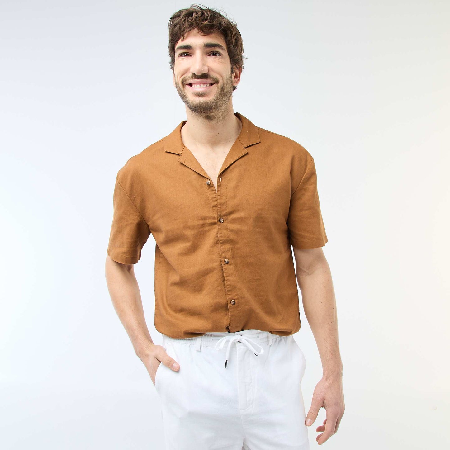 Linen Blend Shirt BROWN