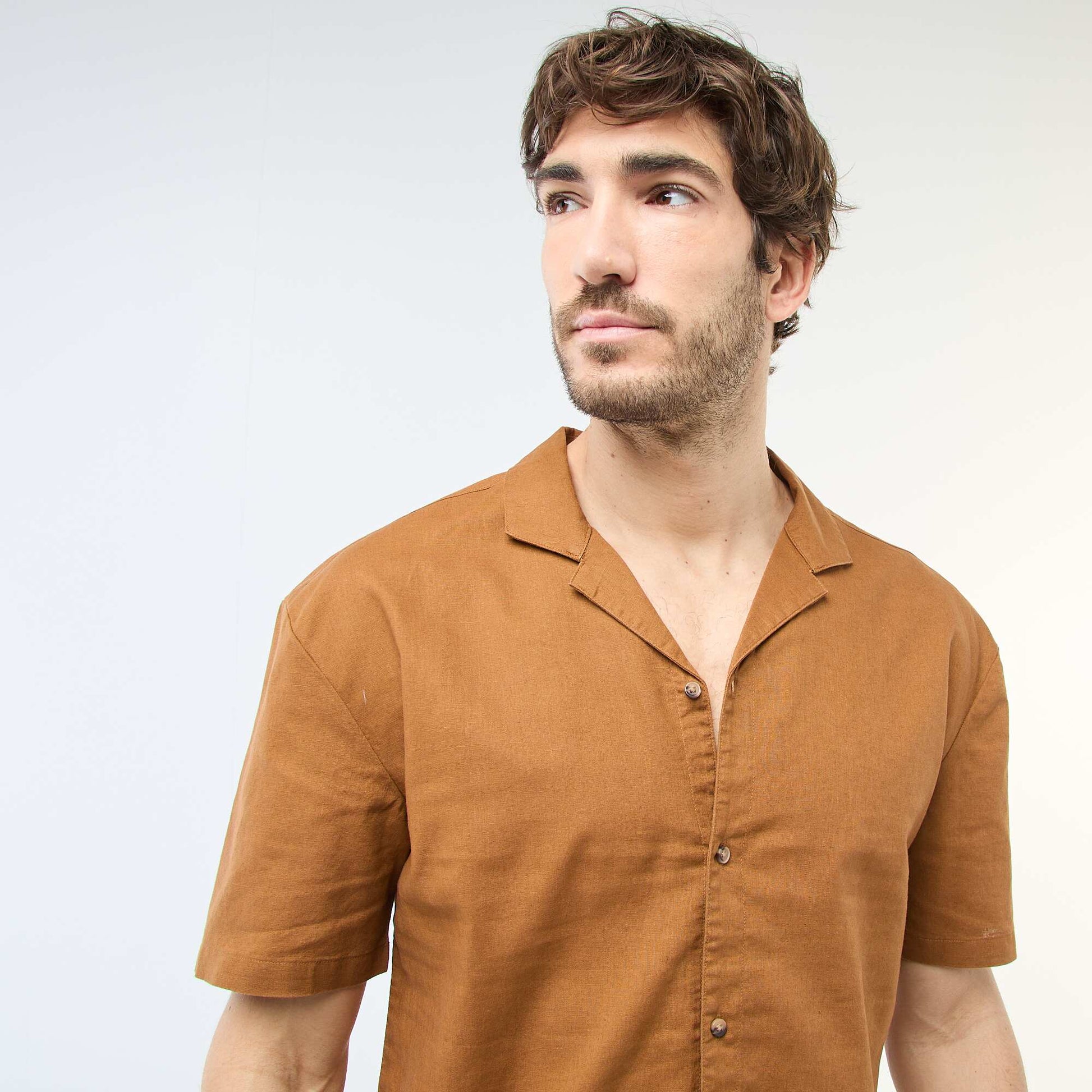 Linen Blend Shirt BROWN
