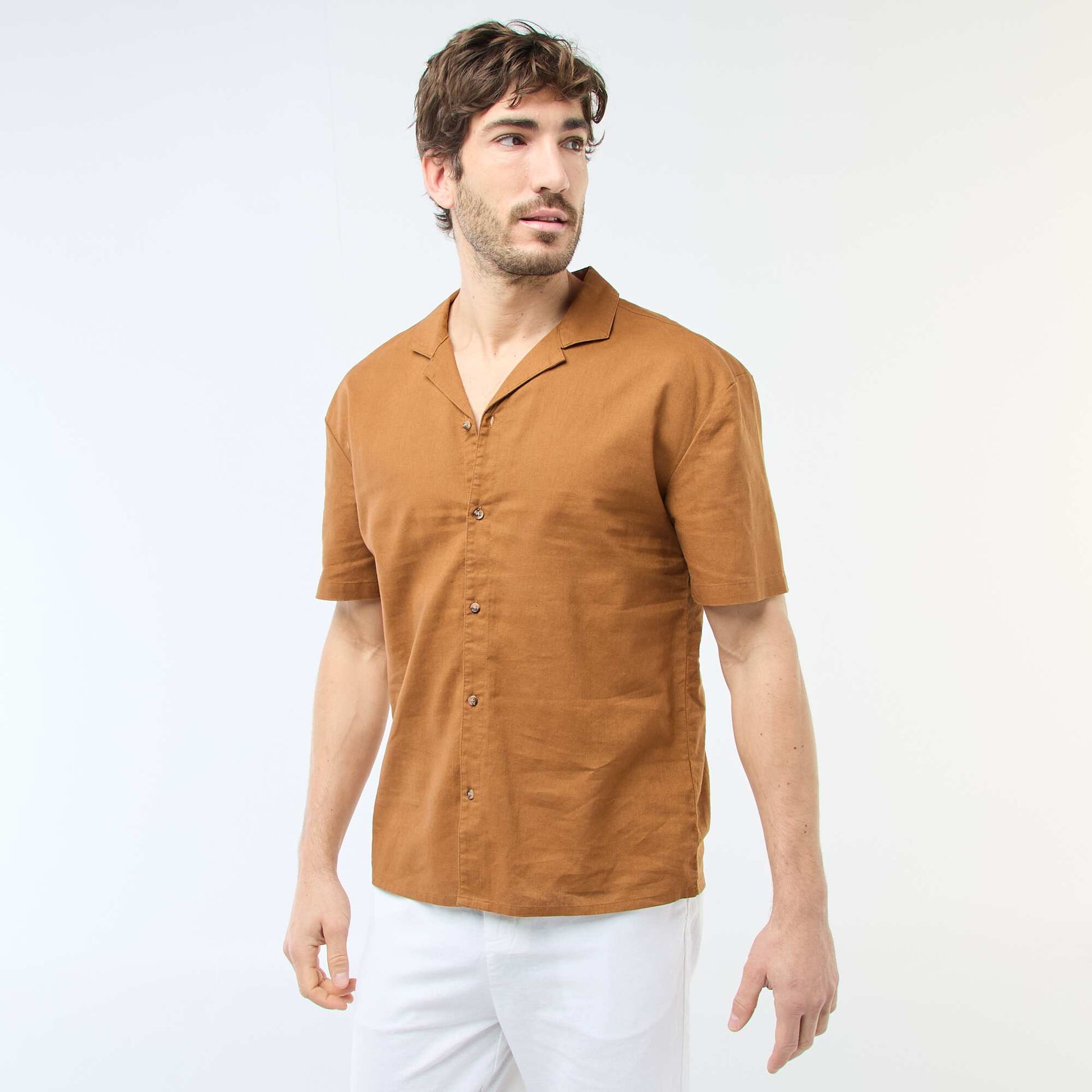 Linen Blend Shirt BROWN