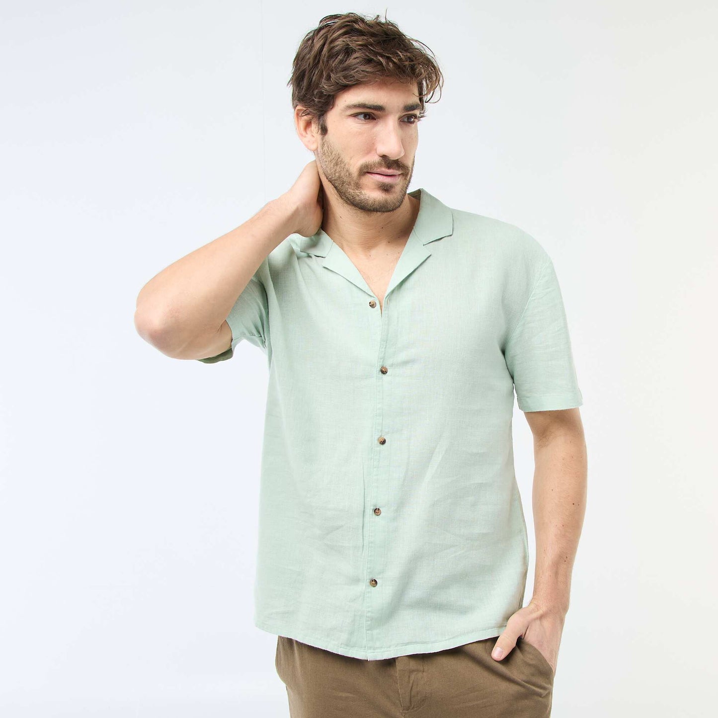 Linen Blend Shirt GREEN