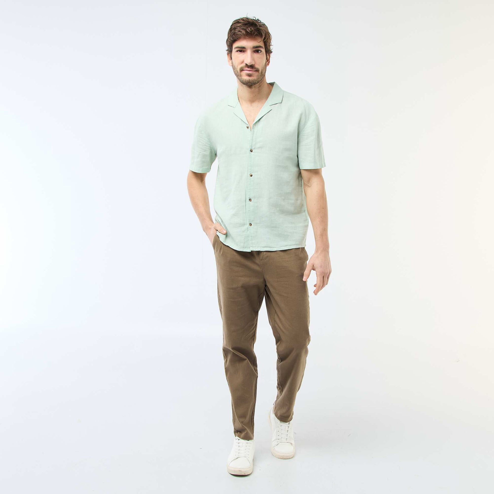 Linen Blend Shirt GREEN