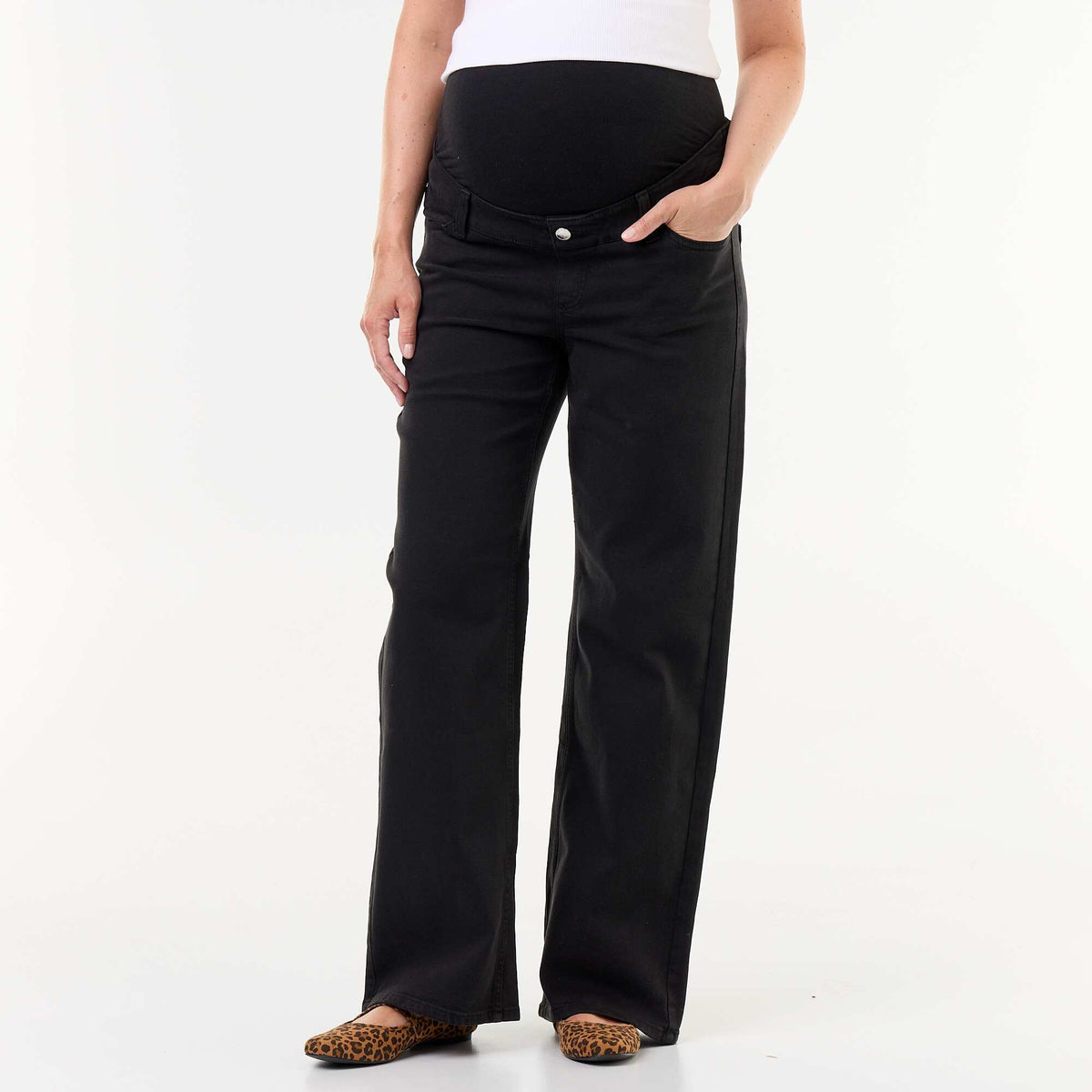 Wide leg maternity trousers BLACK