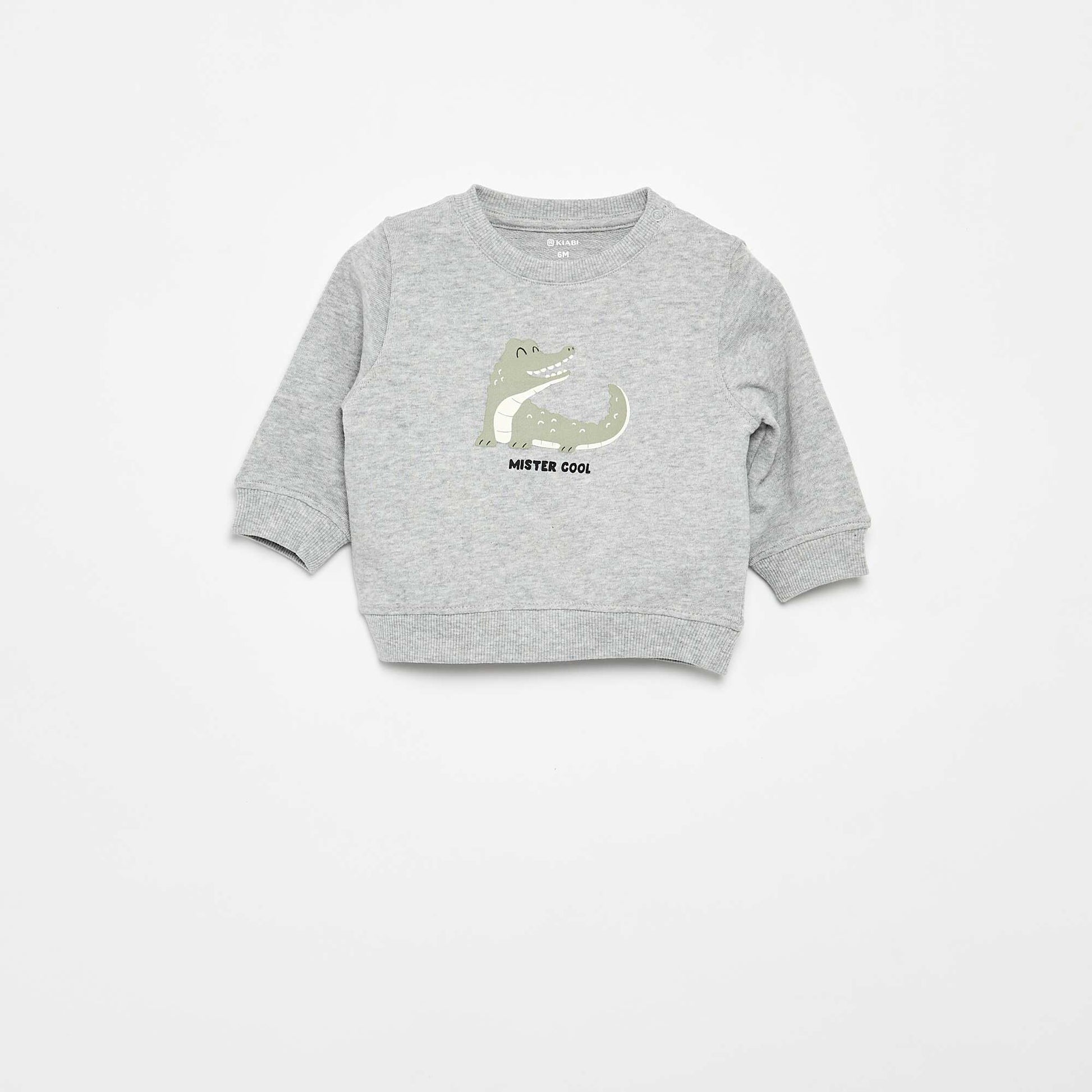 Lightweight Fleece Sweatshirt with Print GREY