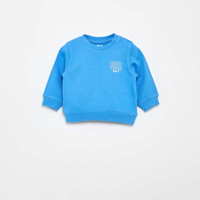 Lightweight Fleece Sweatshirt with Print BLUE