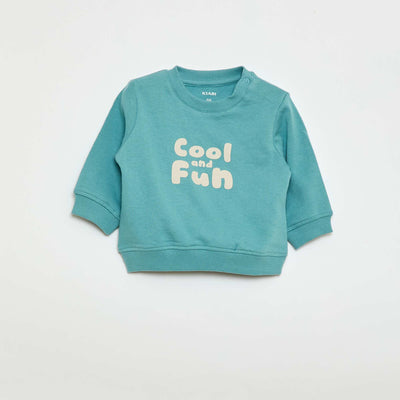 Lightweight Fleece Sweatshirt with Print BLUE