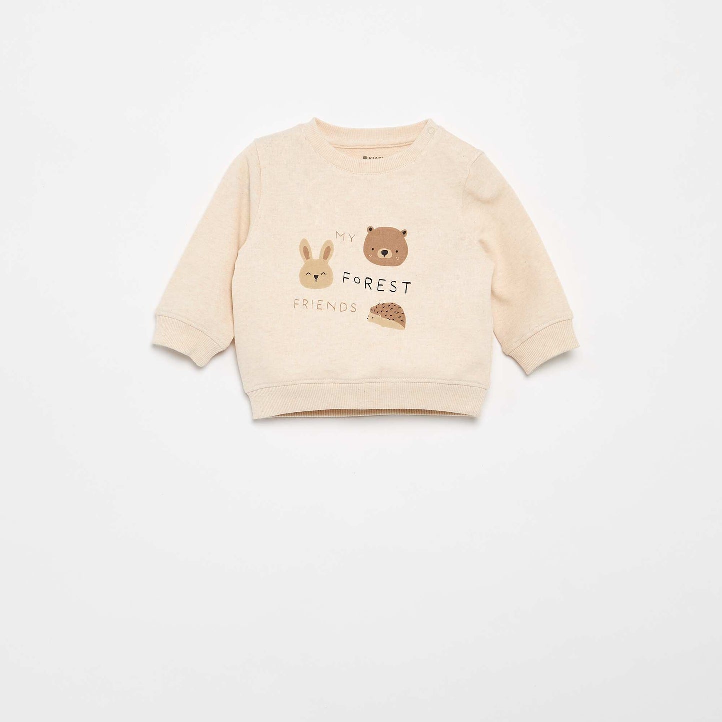 Lightweight Fleece Sweatshirt with Print BEIGE