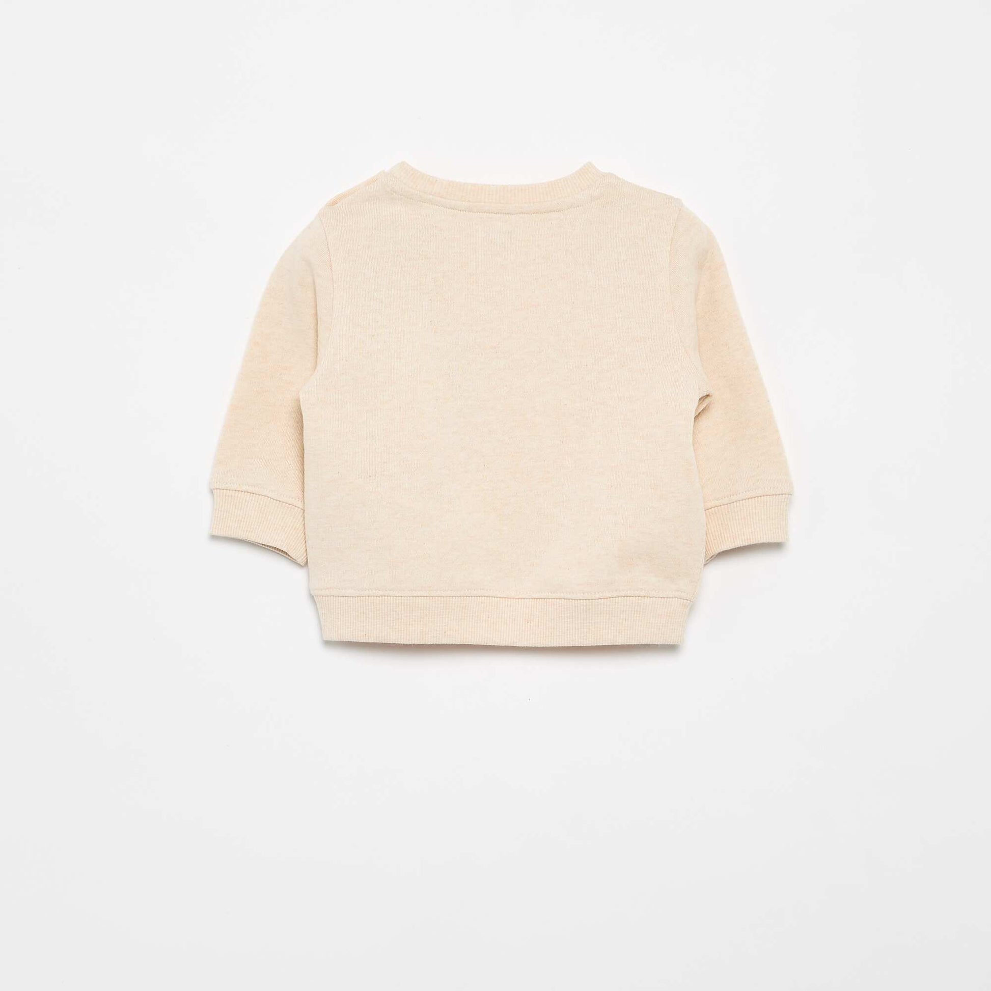 Lightweight Fleece Sweatshirt with Print BEIGE