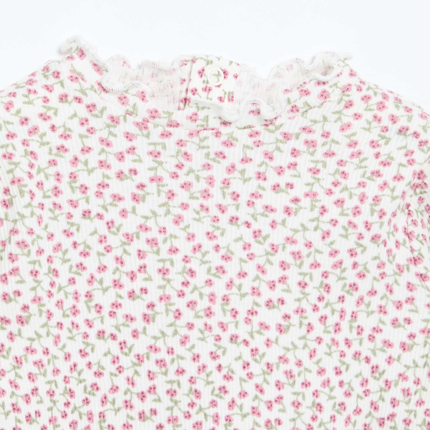 Ribbed T-Shirt with Scalloped Neck WHITE