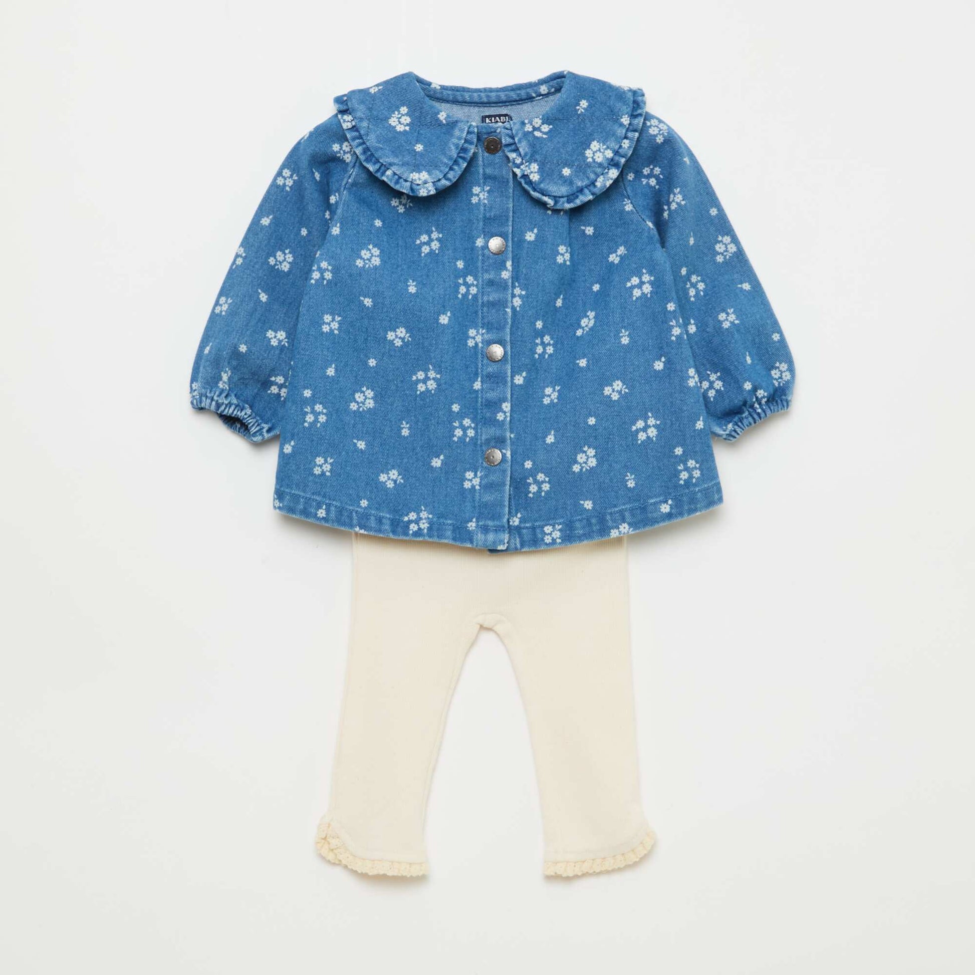 Denim Blouse + Leggings Set - 2 pieces BLUE