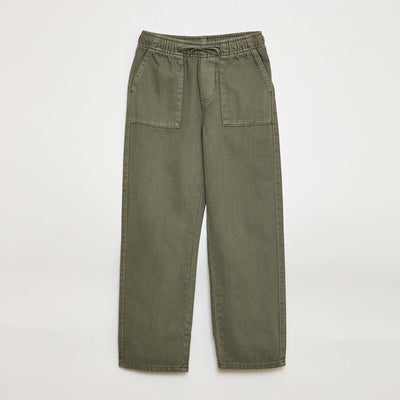 Joggers with Elasticated Waistband and Drawstring GREEN