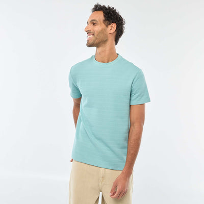 Waffle Knit Short Sleeve T-Shirt BLUE
