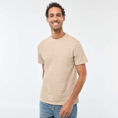 Waffle Knit Short-Sleeve T-Shirt BEIGE