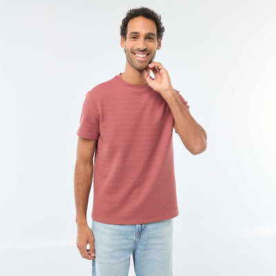 Waffle Knit Short Sleeve T-Shirt RED