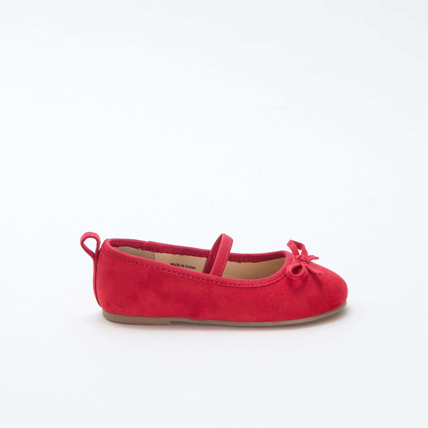 Suedette Ballerina Shoes with Strap RED