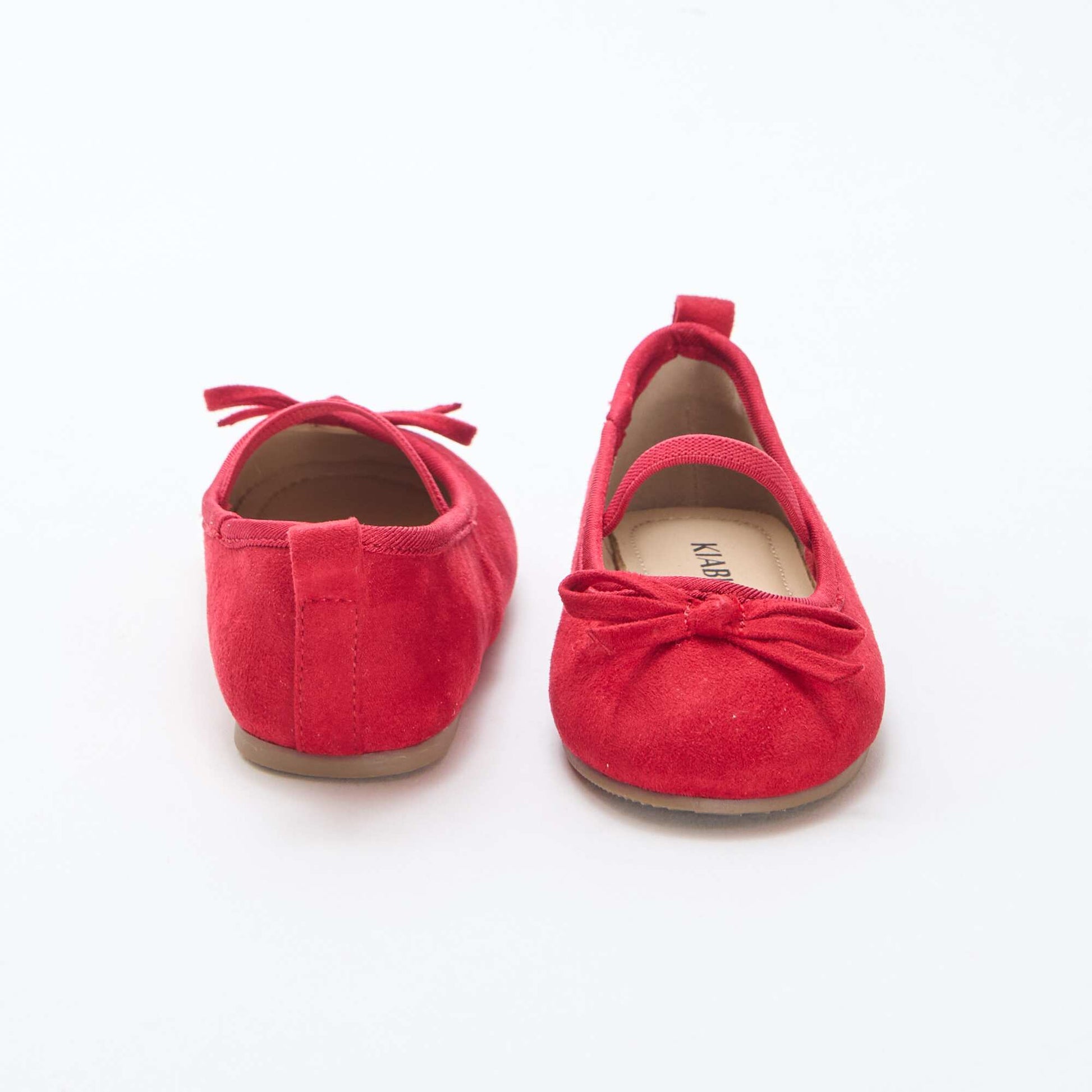 Suedette Ballerina Shoes with Strap RED