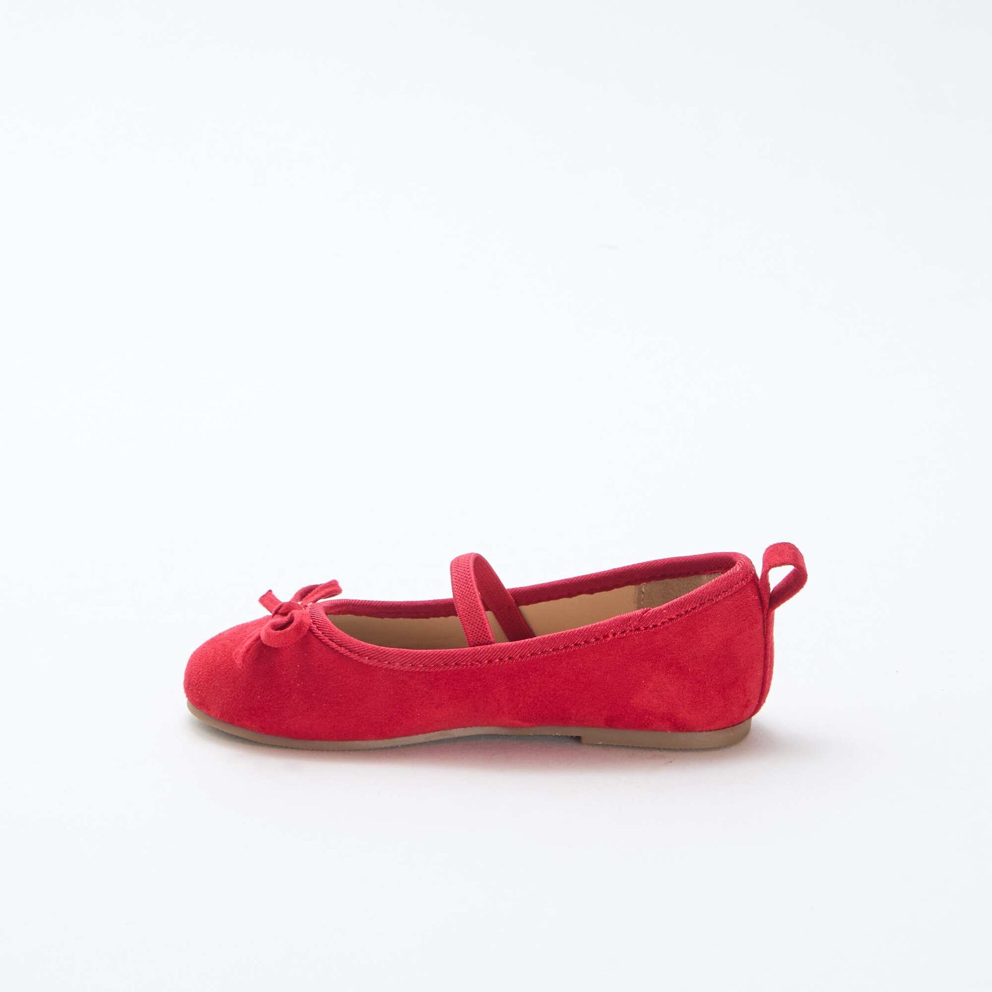 Suedette Ballerina Shoes with Strap RED