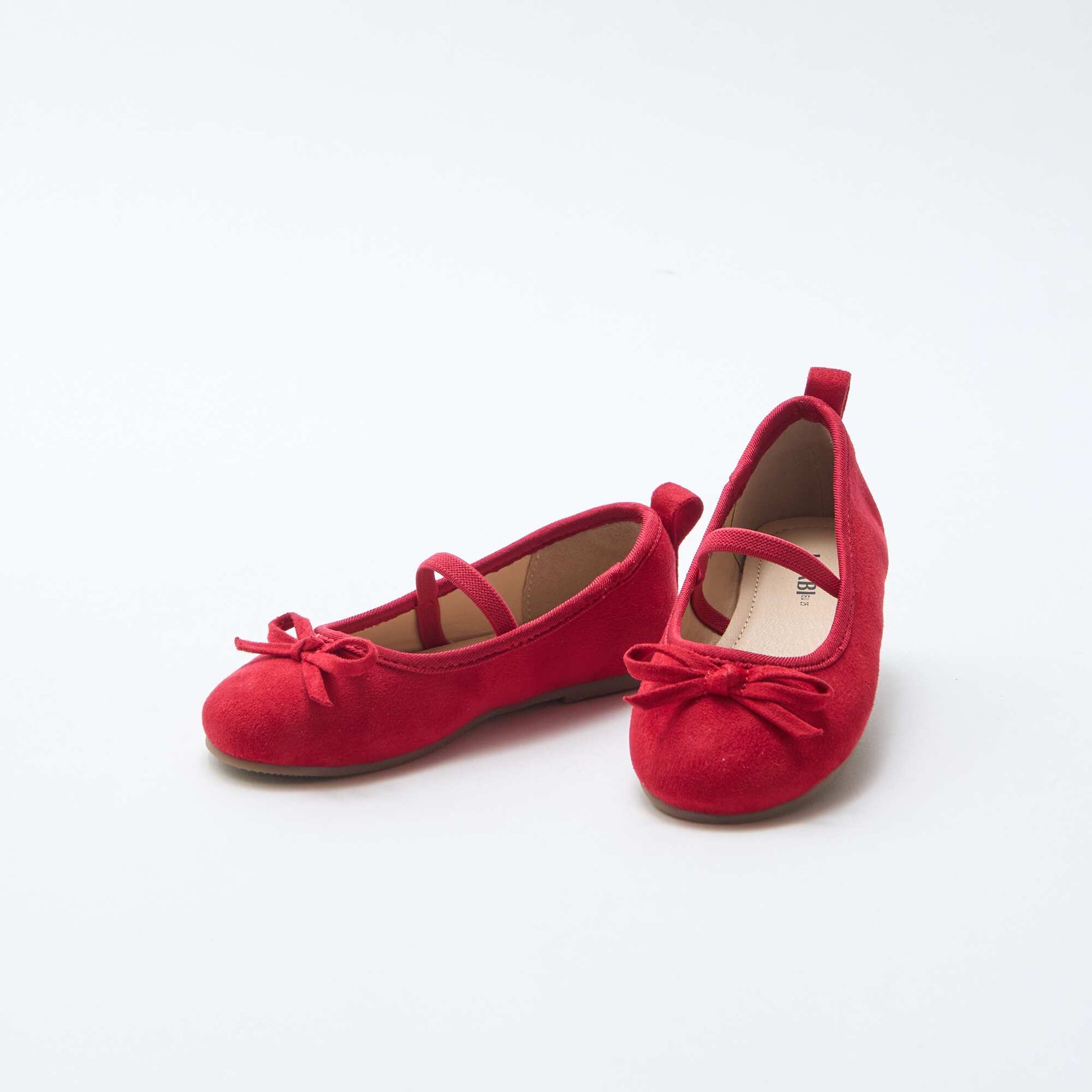 Suedette Ballerina Shoes with Strap RED