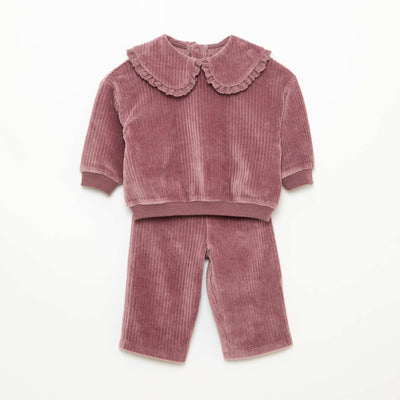Corduroy Sweatshirt and Pants Set PURPLE