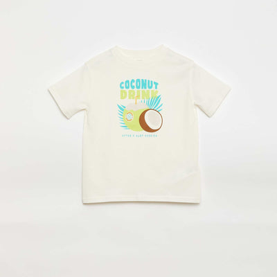 Short-sleeved printed T-shirt BEIGE