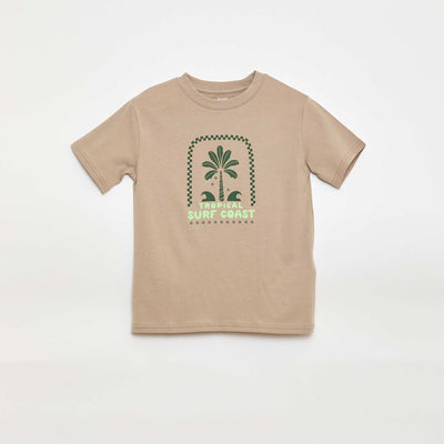 Short-Sleeve Printed T-Shirt BEIGE