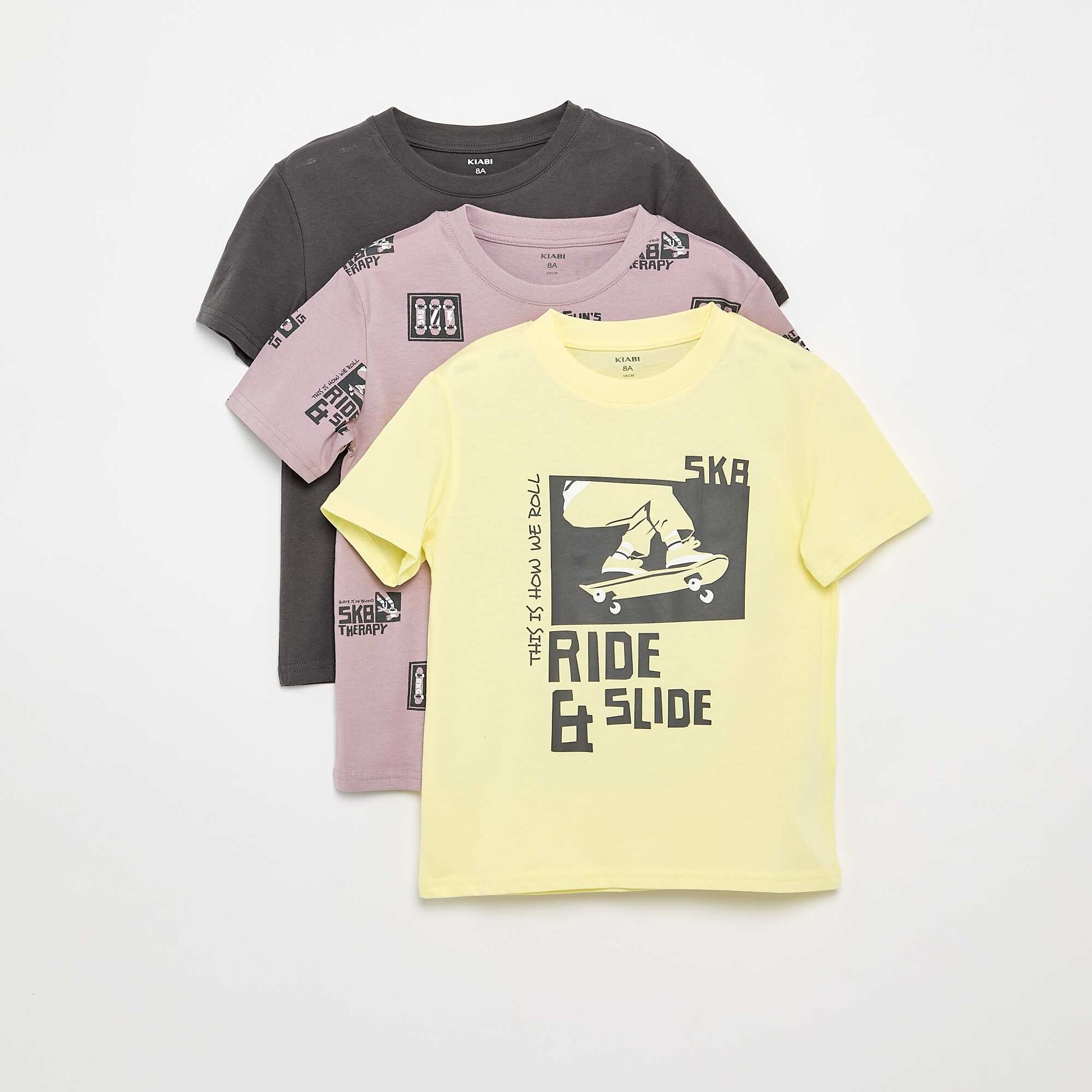 3-Pack Cotton T-Shirts GREY