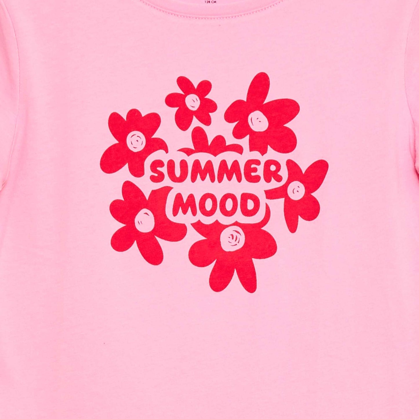 Short-sleeved T-shirt with printed message PINK