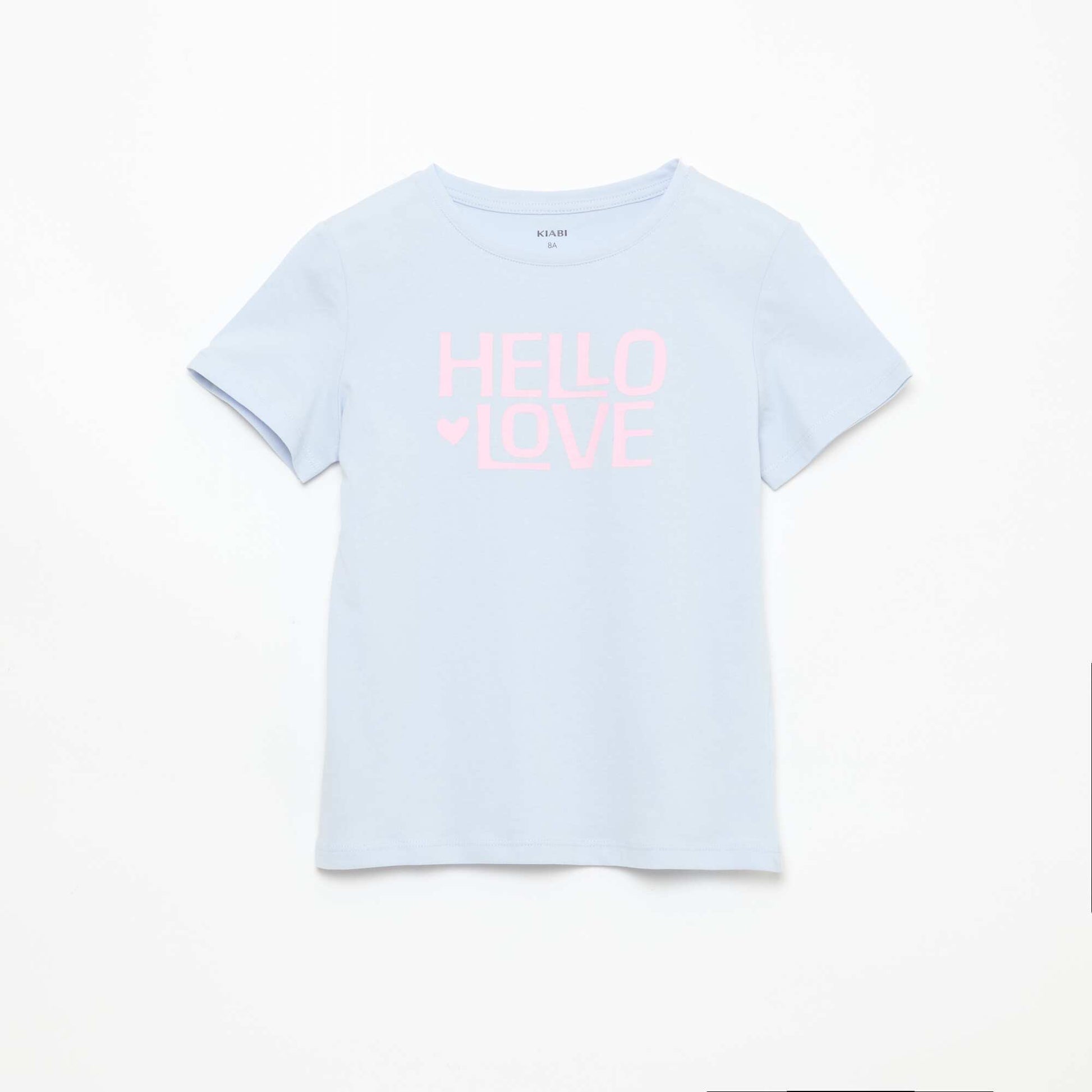 Short-Sleeved Printed Message T-Shirt BLUE