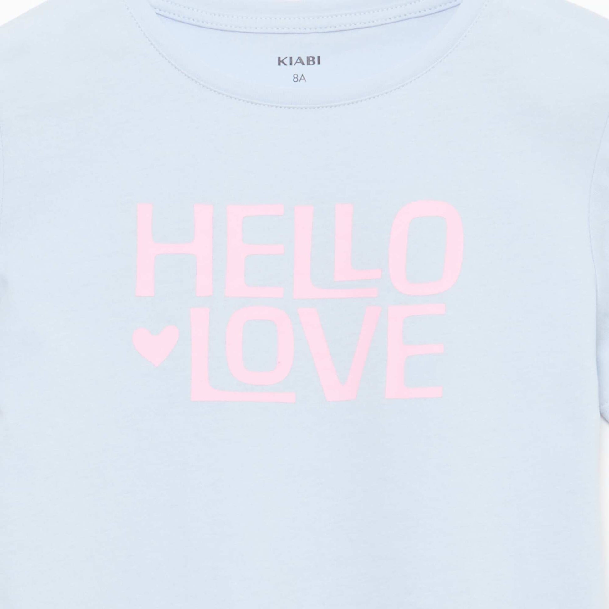 Short-Sleeved Printed Message T-Shirt BLUE