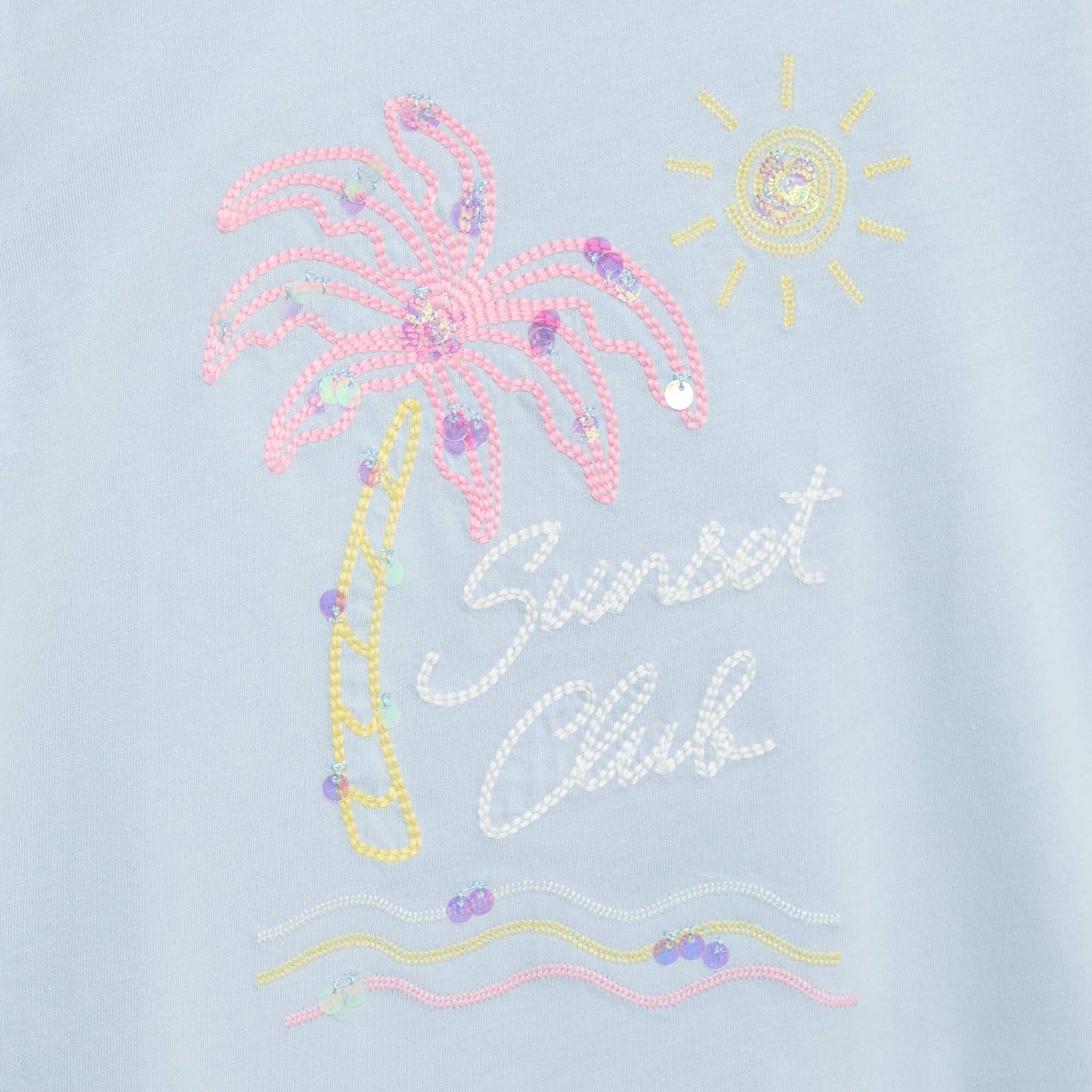 Short-Sleeved T-Shirt with Sequin Design BLUE