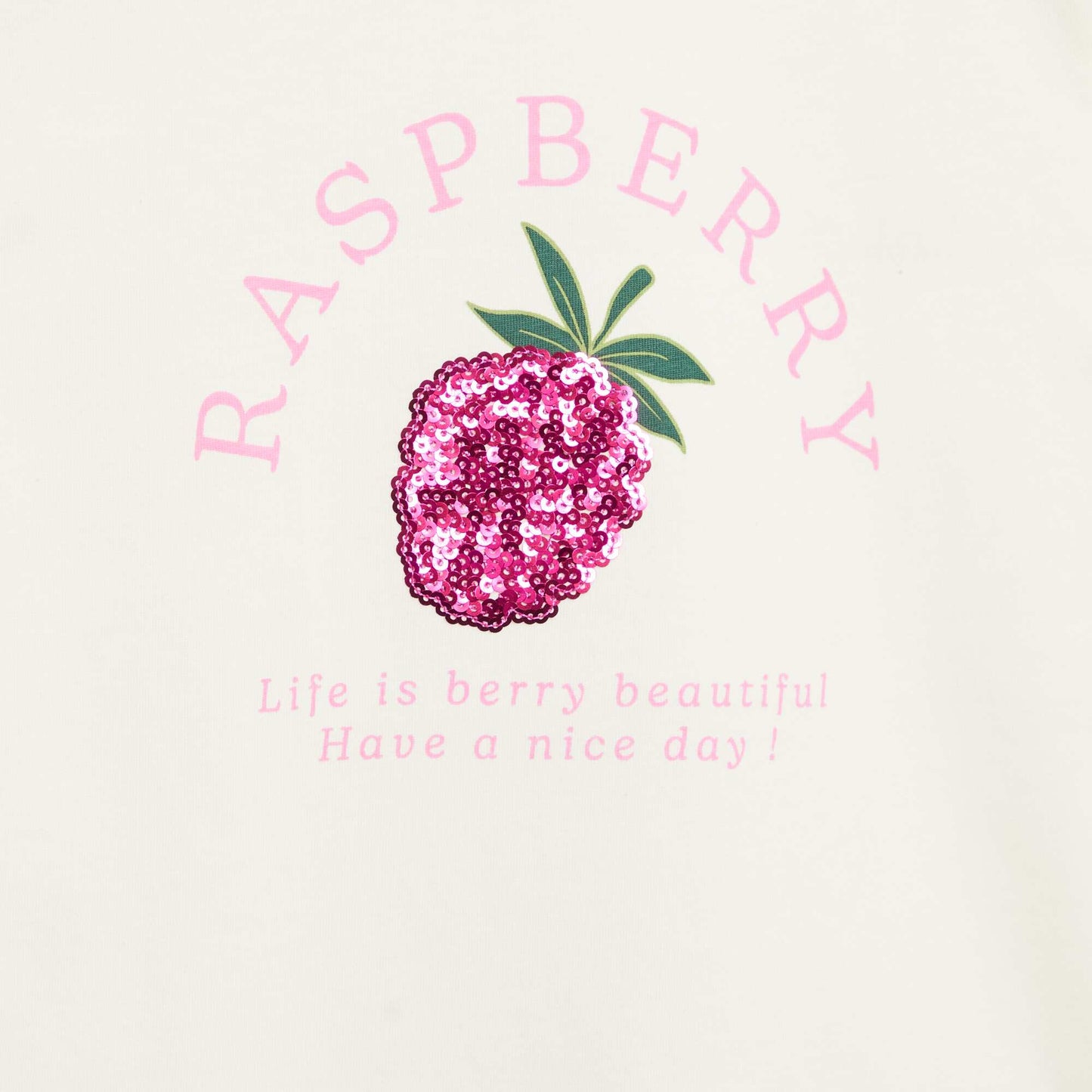 Short-Sleeved T-Shirt with Sequin Design WHITE