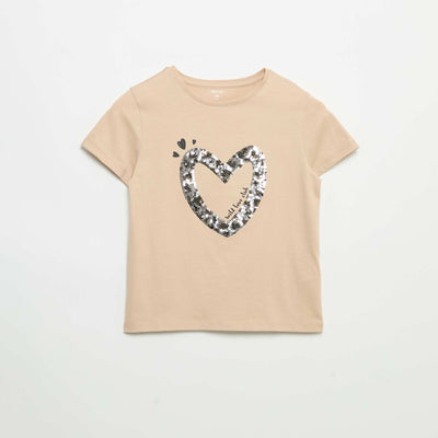 Short-sleeved T-shirt with design BEIGE