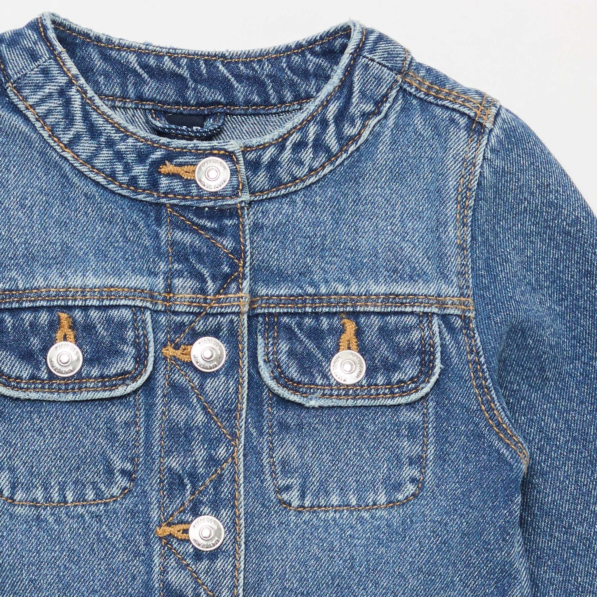 Round Neck Denim Jacket BLUE