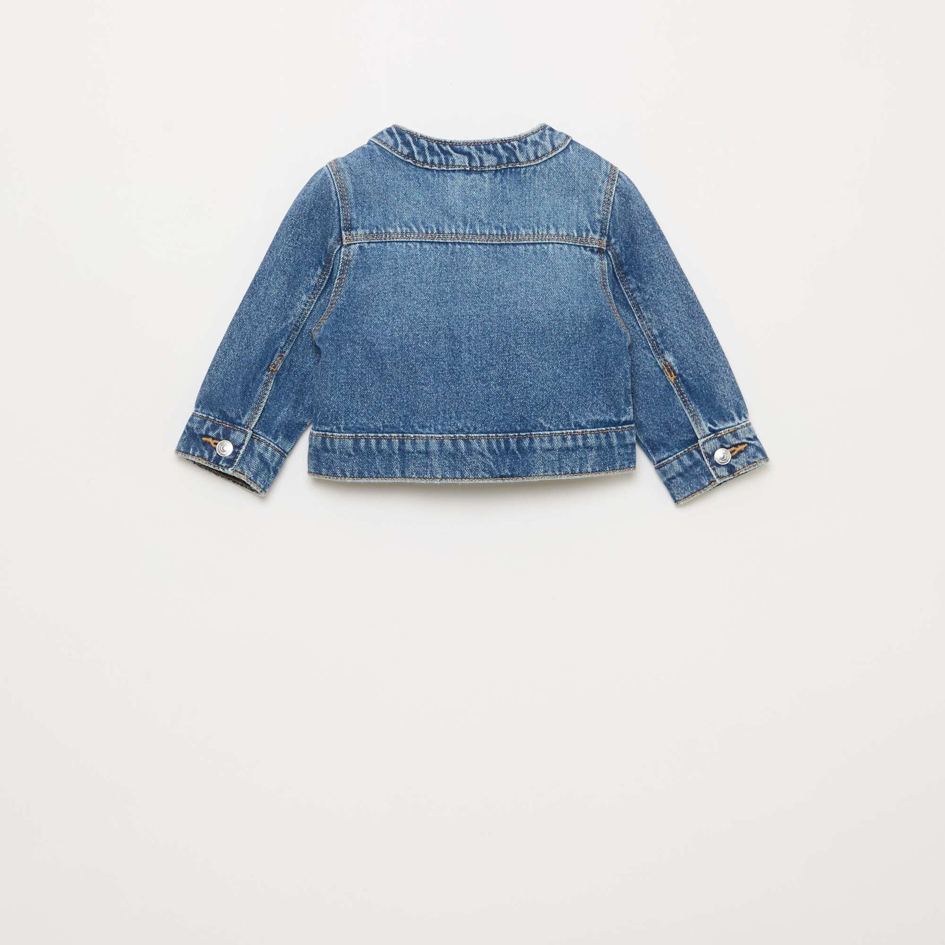 Round Neck Denim Jacket BLUE