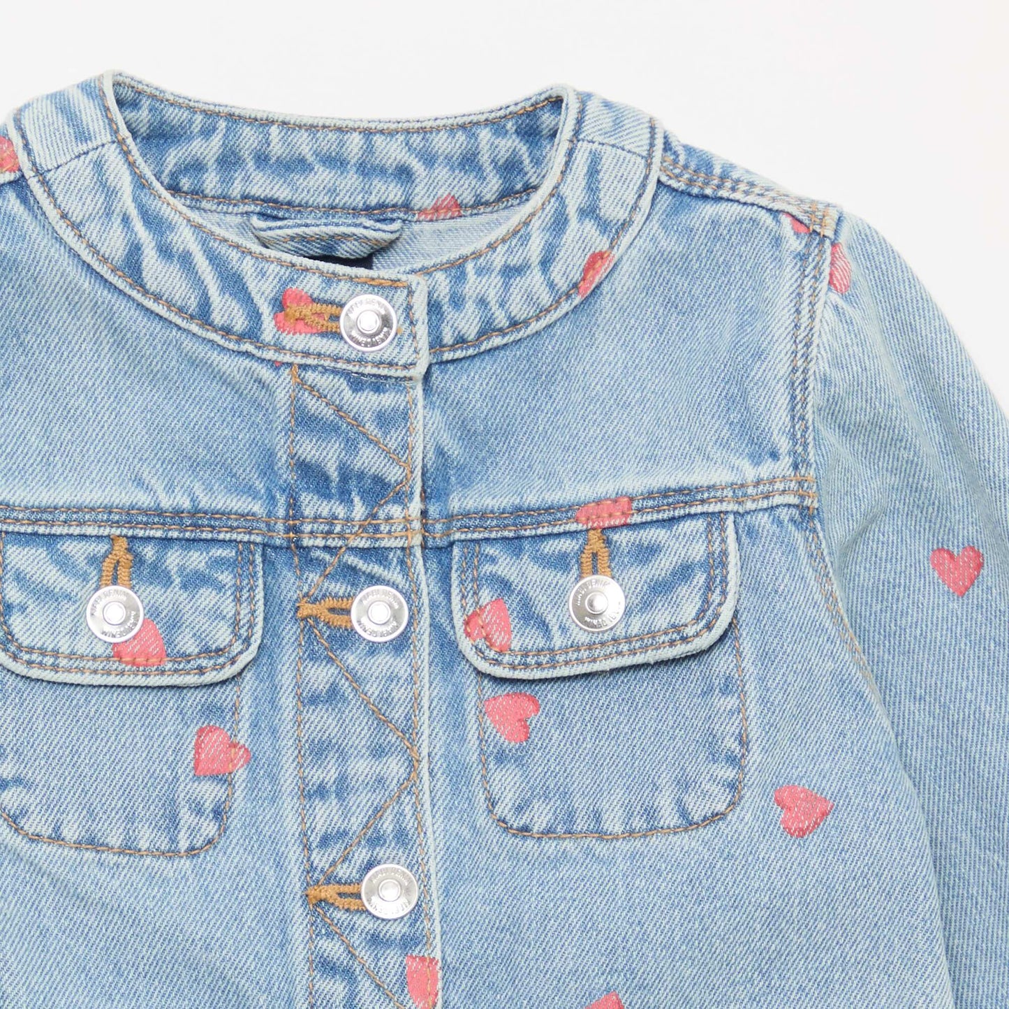 Round Neck Denim Jacket BLUE