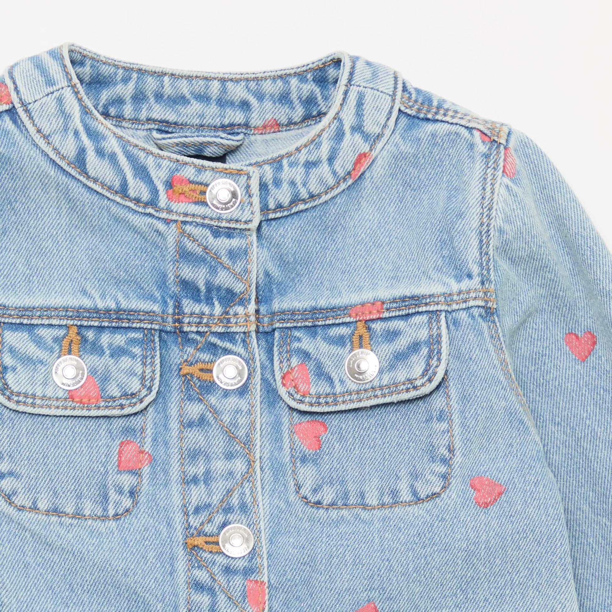 Round Neck Denim Jacket BLUE