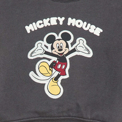 Mickey Print Fleece Sweatshirt BLACK