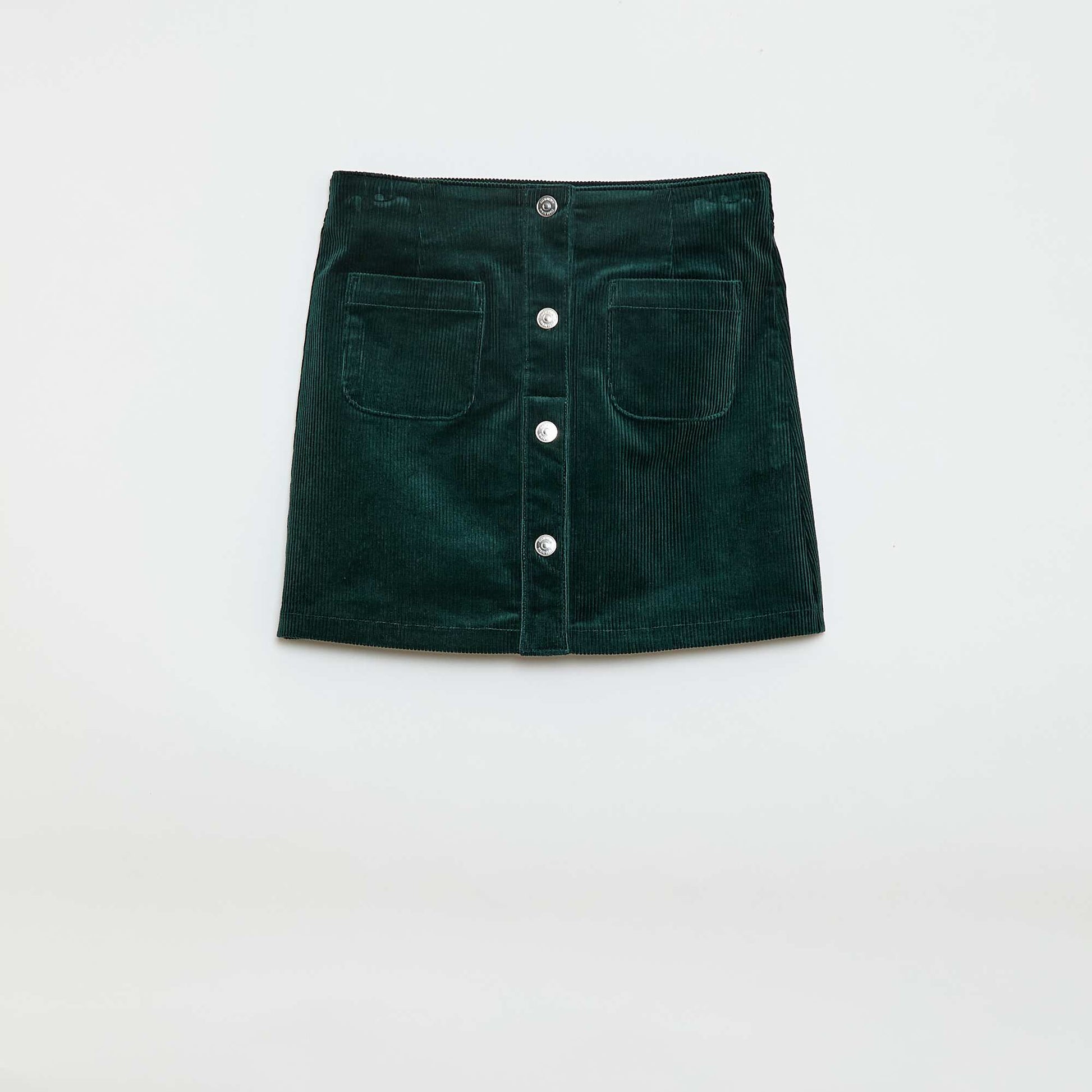 Short  straight-cut velvet skirt GREEN