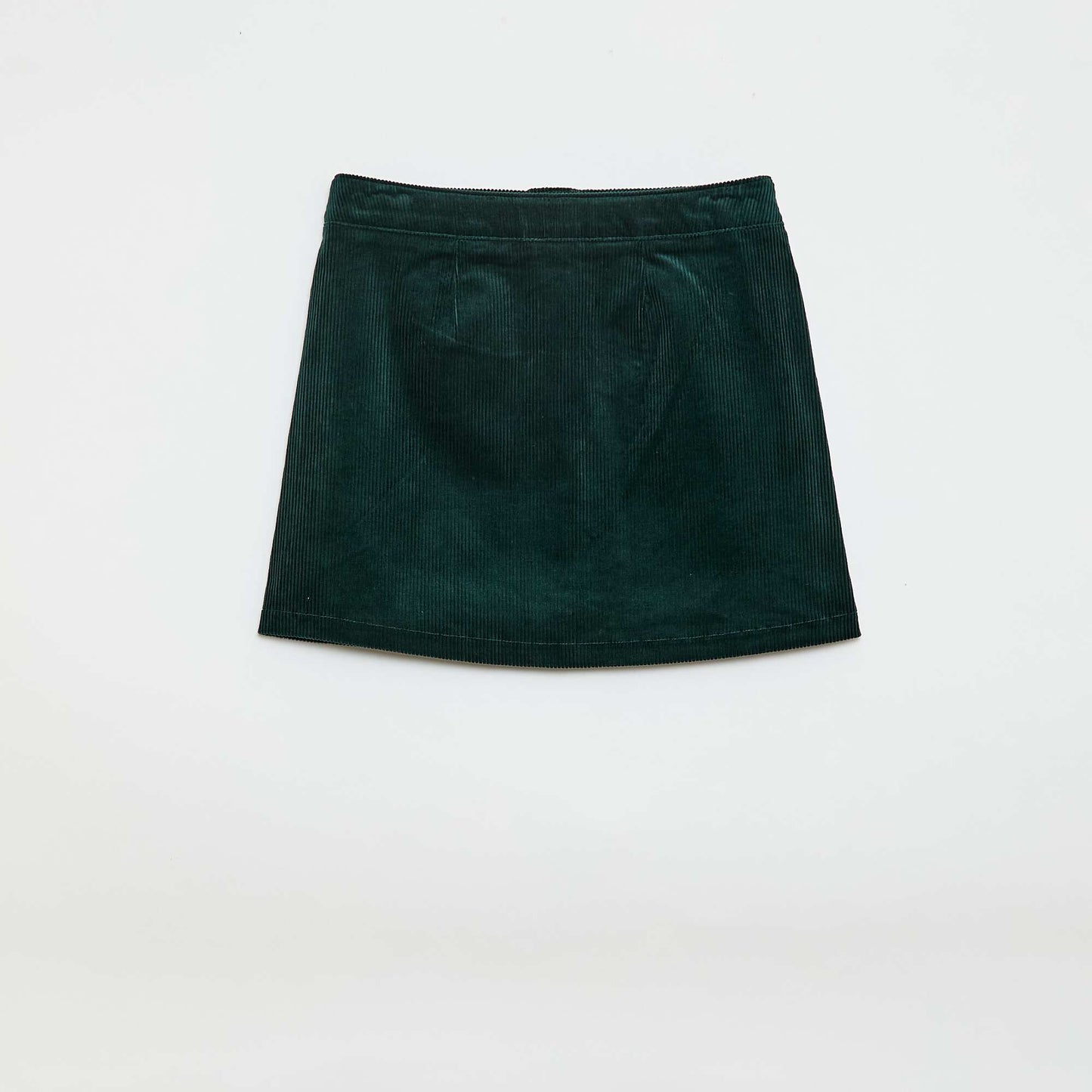 Short  straight-cut velvet skirt GREEN