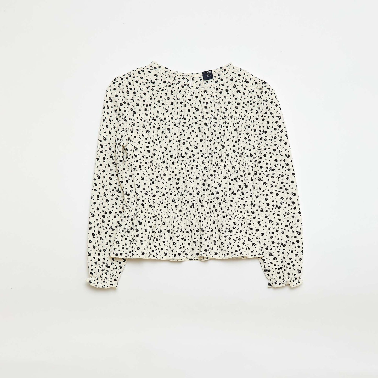 Crepe Knit Patterned Blouse WHITE