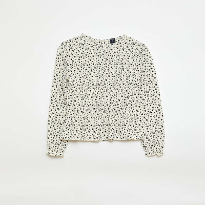 Crepe Knit Patterned Blouse WHITE