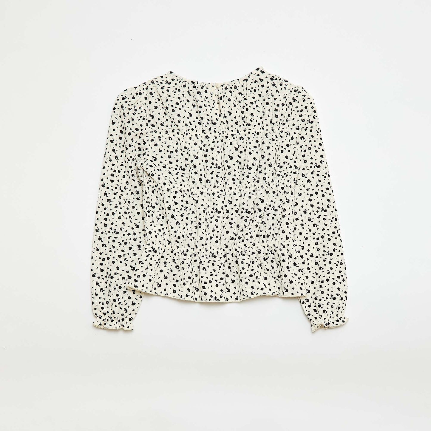 Crepe Knit Patterned Blouse WHITE