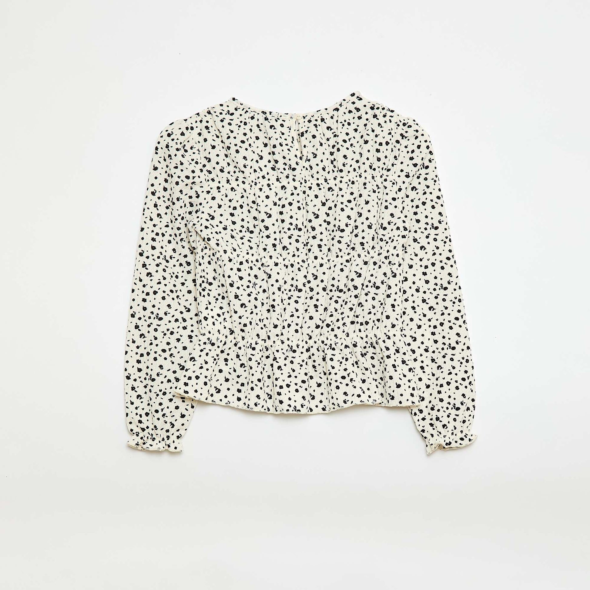 Crepe Knit Patterned Blouse WHITE
