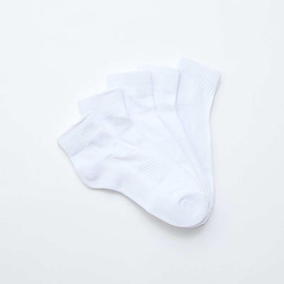 Pack of 5 Pairs of Sports Ankle Socks WHITE