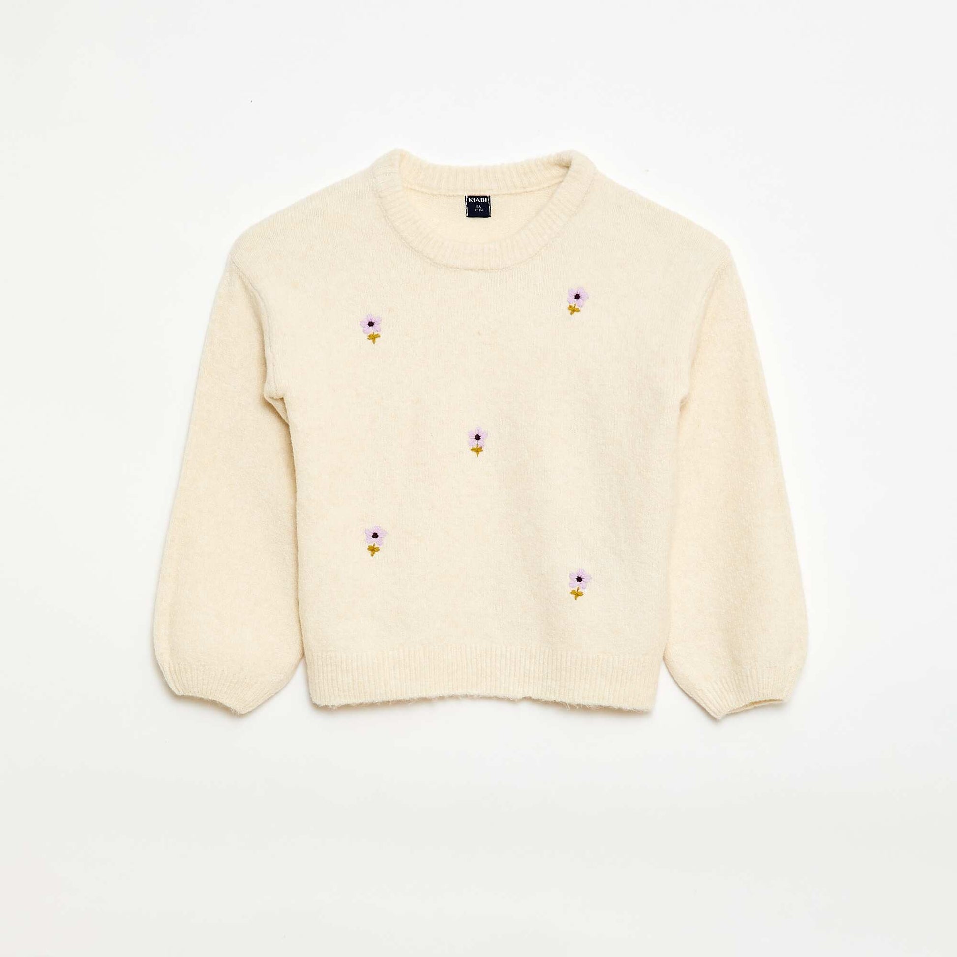 Floral Embroidered Sweater WHITE