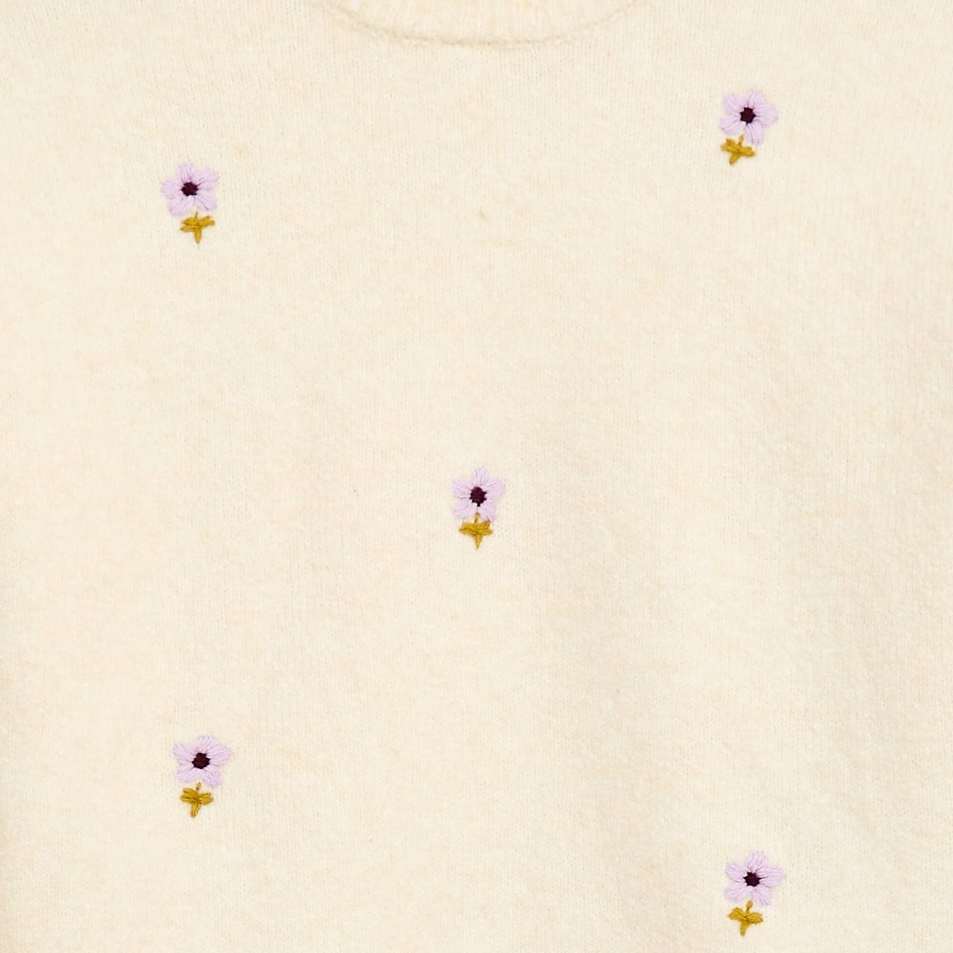 Floral Embroidered Sweater WHITE