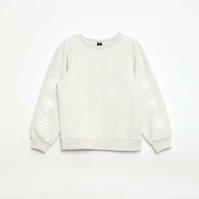 Round Neck Sweatshirt with Cord Detail GREY